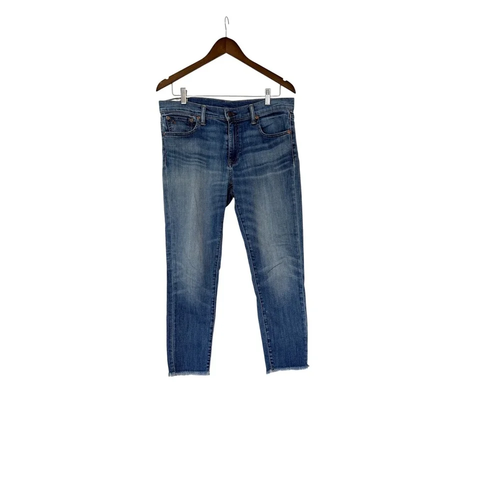 Polo Ralph Lauren Tompkins Skinny Crop Jeans Medium Wash Raw Hem Womens 31